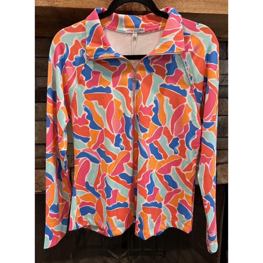 Women’s MARY SQUARE Cool Waters Saratoga 1/4 Zip Pullover Size M NWT *B9